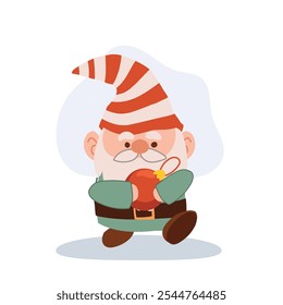 Charming cartoon Christmas gnome illustration. Holiday Cartoon Gnome for Christmas