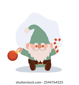 Charming cartoon Christmas gnome illustration. Holiday Cartoon Gnome for Christmas