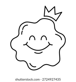 Eine charmante Cartoon-Wolke mit einer Krone, die Glück ausstrahlt