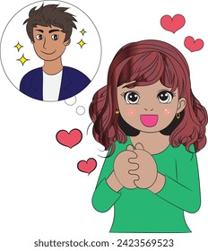 Charming cartoon couple: Girlfriend gently reminds her boyfriend. Sweet and playful relationship moment