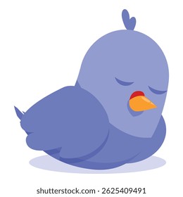 Charmoso desenho animado ilustração de um pássaro azul dormindo profundamente, evocando paz e tranquilidade