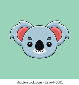 A charming cartoon illustration of a cute koala head, featuring fuzzy ears, a sleepy expression, and button nose. Perfect for animal lovers or anyone who loves the endearing charm of these marsupials.