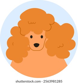 Charming cartoon illustration featuring an apricot poodle dog with fluffy fur, appealing to pet lovers and animal enthusiasts with its adorable and playful expression