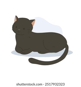 charming cartoon illustrations and kawaii black cat character in a playful sitting and laying position. pet lovers. cute kitten sitting