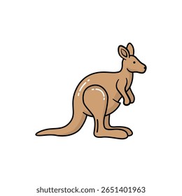 Charmoso personagem de canguru de desenho animado em uma pose divertida, perfeito para materiais educativos, livros infantis ou projetos divertidos. Uma representação alegre da vida selvagem.
