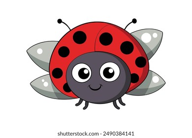 Charming Cartoon Ladybug Vector Illustration