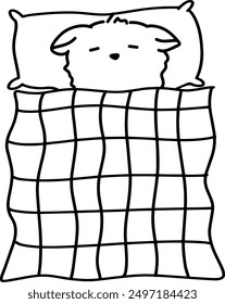 Charming Cartoon Llama Sleeping with Blanket Vector | Cute Minimalist Line Art