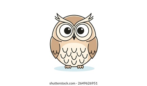 Charming cartoon owl illustration with big expressive eyes and feathered details perfect for educational or playful designs