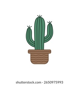 A charming cartoon potted cactus, perfect for desert, nature, or plant-themed designs.