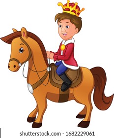 charming cartoon prince riding a horse