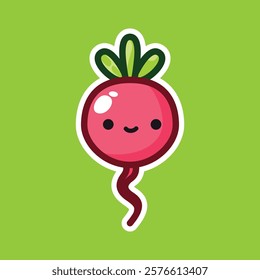 Charming cartoon radish with a happy face. Ideal for kids’ art, food branding, or health-inspired projects.