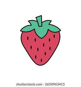 A charming cartoon strawberry, perfect for adding a sweet, fresh, or fruity touch to your designs.