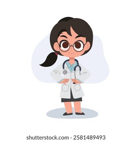 Charming cartoon woman doctor in uniform great for medical projects and education