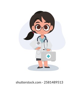 Charming cartoon woman doctor in uniform great for medical projects and education