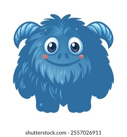 A charming, cartoonish monster with big, friendly eyes, fluffy fur, and playful expression. It's small and cuddly-looking, perfect for children's illustrations or merchandise.