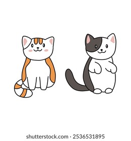 Charming Cartoon-Style Cat Trio – Expressive and Fun Poses