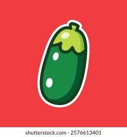 A charming cartoon-style zucchini with a smiling expression. Ideal for stickers, food packaging, or playful designs for kids.