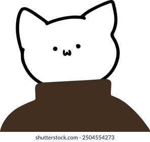 Charming Cat Character in Turtleneck Vector | Cute Minimalist Design
