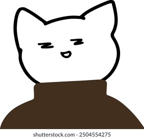 Charming Cat Character in Turtleneck Vector | Cute Minimalist Design