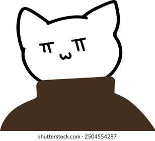 Charming Cat Character in Turtleneck Vector | Cute Minimalist Design