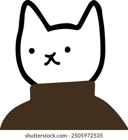Charming Cat Character in Turtleneck Vector | Cute Minimalist Design