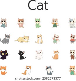 Charming Cat Collection Vector Illustration