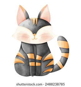 Charming Cat Illustration with Halloween Colors for Festive Decor