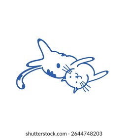 Charmoso gato e tubarão fusão personagem ilustração, perfeito para qualquer amante de animais