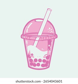 Charming Chibi Boba Tea Cup With Colorful Accents