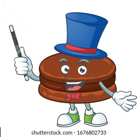 Charming chocolate alfajor cartoon design performance as a Magician style