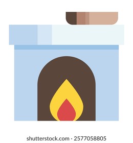 A charming Christmas fireplace icon that embodies the warmth of holiday moments. Ideal for festive projects, seasonal themes, and winter designs.