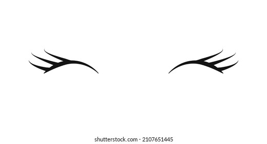 Charming closed eyes with long curled eyelashes. Vector illustration.