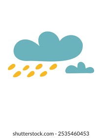 Charming clouds with soft edges and light rain falling, vector illustration for children's books and greeting cards