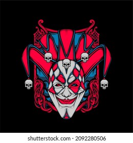 charming clown face illustration with awesome background