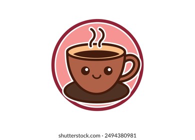 Charming coffee cup vector: perfect for cartoons, clipart, and line art in printable graphics
