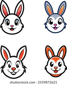 A charming collection of adorable bunny head vector illustrations, perfect for your creative projects. These high-quality, customizable designs are ideal for cards, posters, logos, and more. 