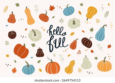 A charming collection of hand-drawn pumpkins, gourds, leaves, and fall elements in soft autumn tones. Perfect for Thanksgiving, fall decor, seasonal prints, planners, stickers, and digital products. 