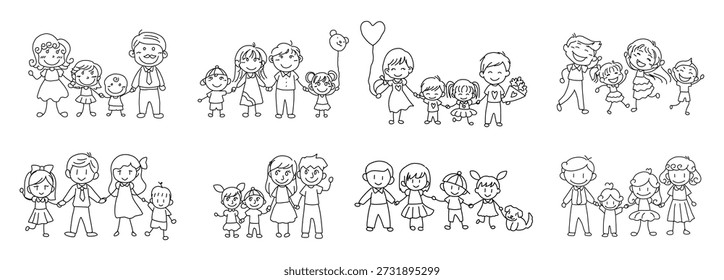 a charming collection of line style illustrations featuring
