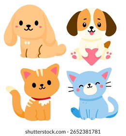 Animais de desenhos animados encantadores e coloridos, cheios de personalidade, ótimos para adesivos, jogos, materiais de sala de aula ou projetos de design alegres.