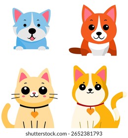 Animais de desenhos animados encantadores e coloridos, cheios de personalidade, ótimos para adesivos, jogos, materiais de sala de aula ou projetos de design alegres.