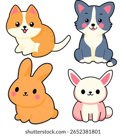 Charming and colorful cartoon animals full of personality, great for stickers, games, classroom materials, or joyful design projects.
