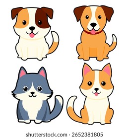 Animais de desenhos animados encantadores e coloridos, cheios de personalidade, ótimos para adesivos, jogos, materiais de sala de aula ou projetos de design alegres.