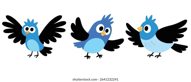 A charming and colorful illustration of a cartoon-style birds