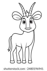 A charming colouring page cartoon gemsbok for kids black vector   
 outlines 