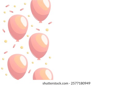 A charming composition of red and yellow balloons floating on a clean white background. This versatile design adds joy and festivity to cards, banners, and party decor.