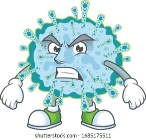 Charming coronavirus illness mascot design style waving hand