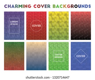 Charming Cover Backgrounds. Alive geometric patterns, alluring vector illustration.