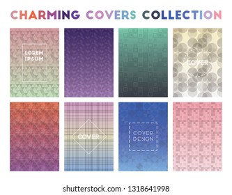 Charming Covers Collection. Adorable geometric patterns, indelible vector illustration.