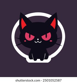 "Charming and cute 2D vector illustration of a cat.It is ideal for use in children's books, greeting cards, and pet-related products.