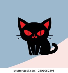 "Charming and cute 2D vector illustration of a cat.It is ideal for use in children's books, greeting cards, and pet-related products.